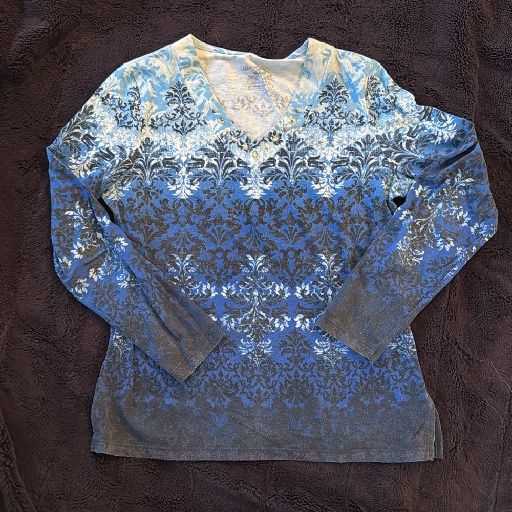 White Stag blue and embellished 3/4 sleeves T-shirt